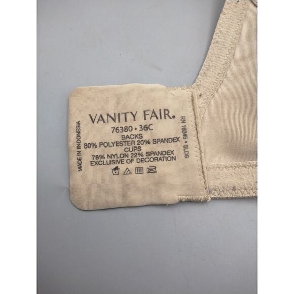 Vanity Fair Beauty Back Bra 36C Underwire Satin Padded Adjustable 76380 - Picture 3 of 5